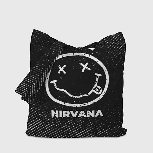 Сумка-шоппер Nirvana с потертостями на темном фоне / 3D-принт – фото 1