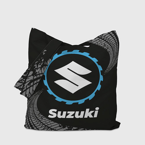 Сумка-шоппер Suzuki в стиле Top Gear со следами шин на фоне / 3D-принт – фото 1