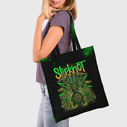 Сумка-шопер Slipknot green satan, цвет: 3D-принт — фото 2