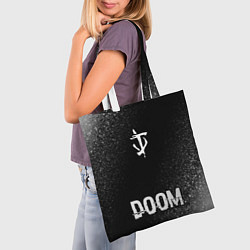 Сумка-шопер Doom glitch на темном фоне: символ, надпись, цвет: 3D-принт — фото 2