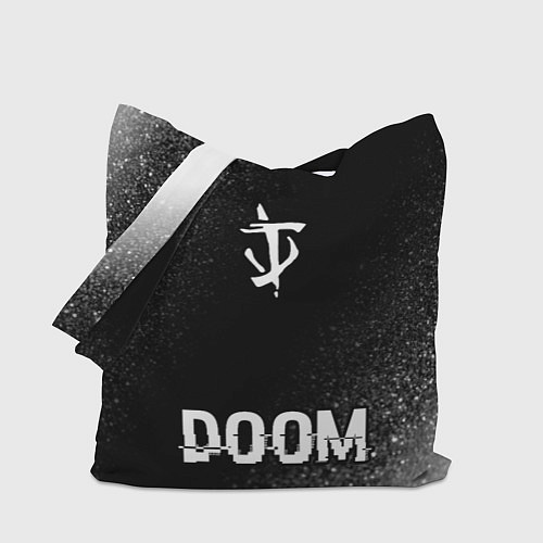 Сумка-шоппер Doom glitch на темном фоне: символ, надпись / 3D-принт – фото 1