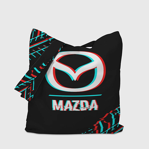 Сумка-шоппер Значок Mazda в стиле glitch на темном фоне / 3D-принт – фото 1
