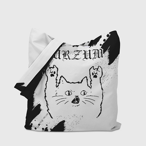 Сумка-шоппер Burzum рок кот на светлом фоне / 3D-принт – фото 1