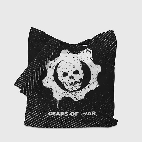 Сумка-шоппер Gears of War с потертостями на темном фоне / 3D-принт – фото 1