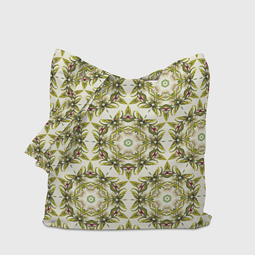 Сумка-шоппер Цветы абстрактные зелёные / 3D-принт – фото 1