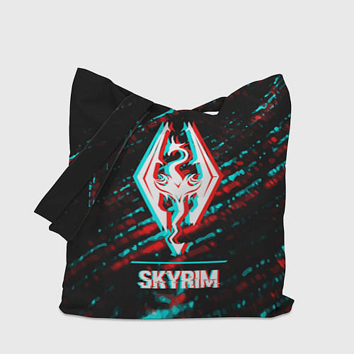 Сумка-шоппер Skyrim в стиле glitch и баги графики на темном фон / 3D-принт – фото 1