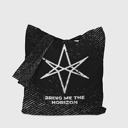 Сумка-шопер Bring Me the Horizon с потертостями на темном фоне, цвет: 3D-принт