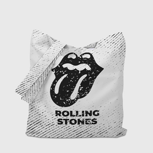 Сумка-шоппер Rolling Stones с потертостями на светлом фоне / 3D-принт – фото 1