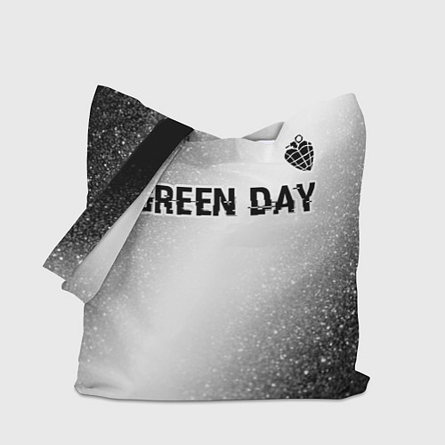 Сумка-шоппер Green Day glitch на светлом фоне: символ сверху / 3D-принт – фото 1