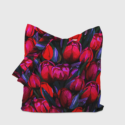 Сумка-шоппер Тюльпаны - поле красных цветов / 3D-принт – фото 1