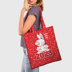 Сумка-шопер Happy new year, 2023 год кролика, цвет: 3D-принт — фото 2