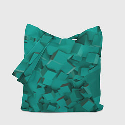 Сумка-шоппер Абстрактные сине-зелёные кубы