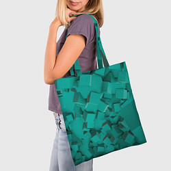 Сумка-шопер Абстрактные сине-зелёные кубы, цвет: 3D-принт — фото 2