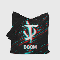 Сумка-шоппер Doom в стиле glitch и баги графики на темном фоне
