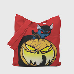 Сумка-шоппер Halloween - тыква и кот