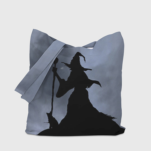 Сумка-шоппер Halloween - силуэт ведьмы с котом / 3D-принт – фото 1