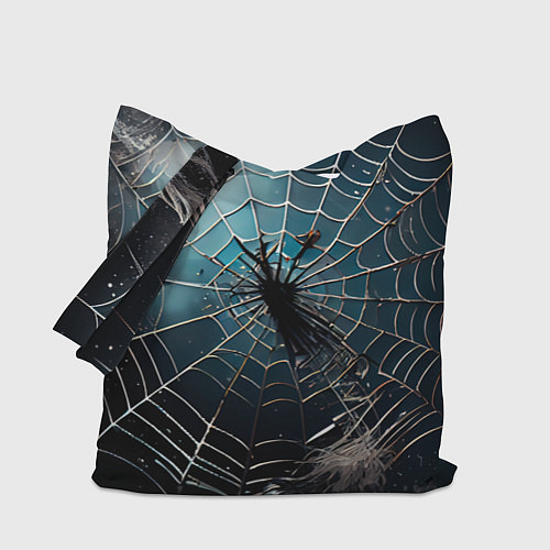 Сумка-шоппер Halloween - паутина на фоне мрачного неба / 3D-принт – фото 1