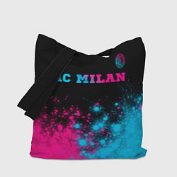 Сумка-шопер AC Milan - neon gradient: символ сверху, цвет: 3D-принт