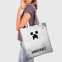 Сумка-шопер Minecraft glitch на светлом фоне: символ, надпись, цвет: 3D-принт — фото 2