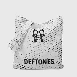 Сумка-шопер Deftones glitch на светлом фоне: символ, надпись, цвет: 3D-принт