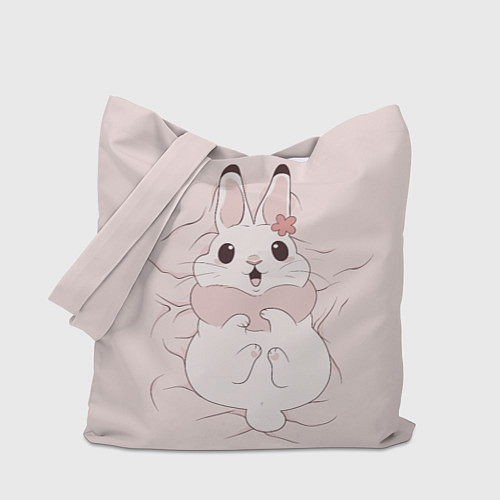 Сумка-шоппер Милый кролик на розовом / 3D-принт – фото 1