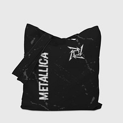 Сумка-шопер Metallica glitch на темном фоне: надпись, символ, цвет: 3D-принт