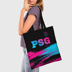 Сумка-шопер PSG - neon gradient: символ сверху, цвет: 3D-принт — фото 2