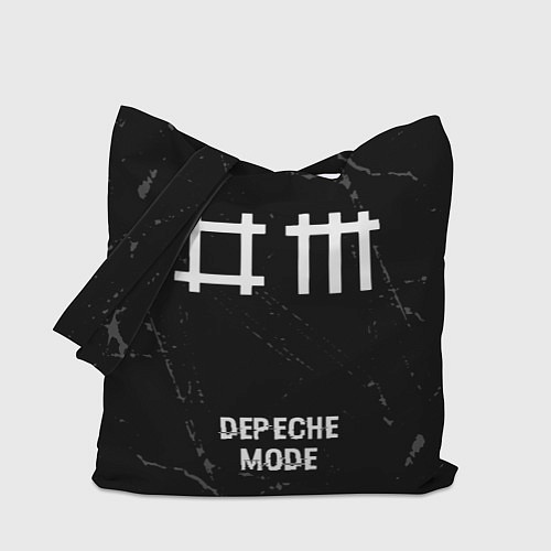 Сумка-шоппер Depeche Mode glitch на темном фоне: символ, надпис / 3D-принт – фото 1