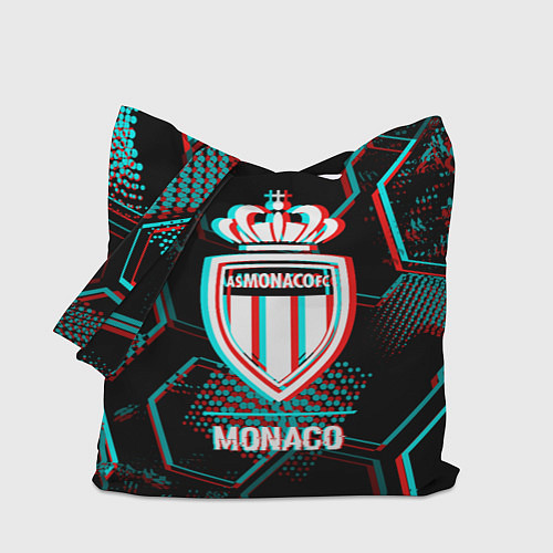 Сумка-шоппер Monaco FC в стиле glitch на темном фоне / 3D-принт – фото 1