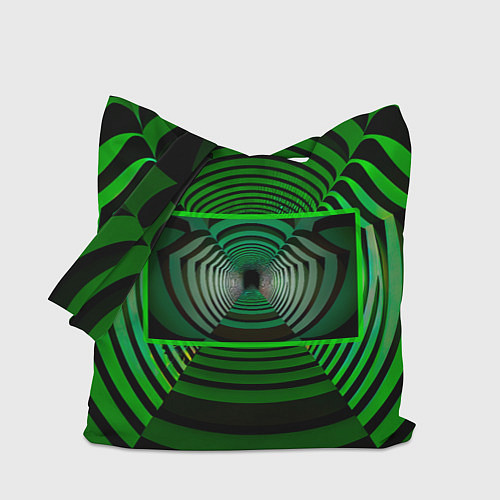 Сумка-шоппер Зелёный туннель - оптическая иллюзия / 3D-принт – фото 1