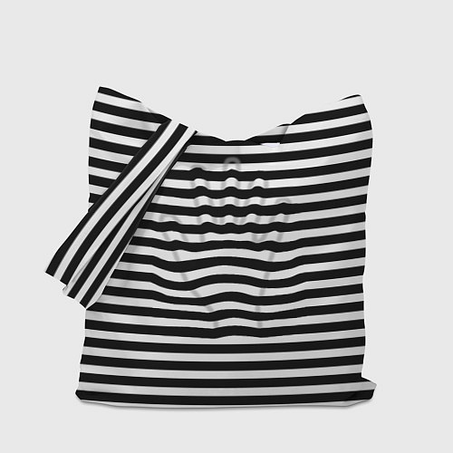 Сумка-шоппер Черно-белые полосы и контур руки / 3D-принт – фото 1