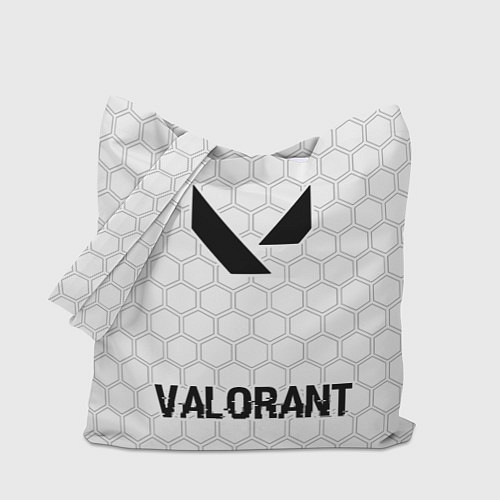 Сумка-шоппер Valorant glitch на светлом фоне: символ, надпись / 3D-принт – фото 1