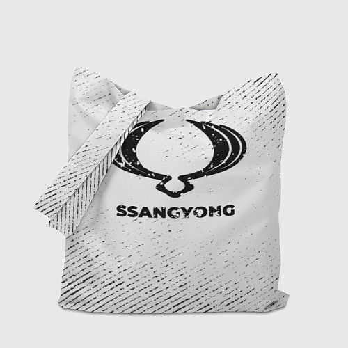 Сумка-шоппер SsangYong с потертостями на светлом фоне / 3D-принт – фото 1