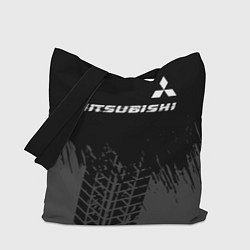 Сумка-шоппер Mitsubishi speed на темном фоне со следами шин: си