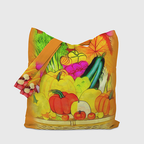 Сумка-шоппер Плетеная корзина, полная фруктов и овощей / 3D-принт – фото 1