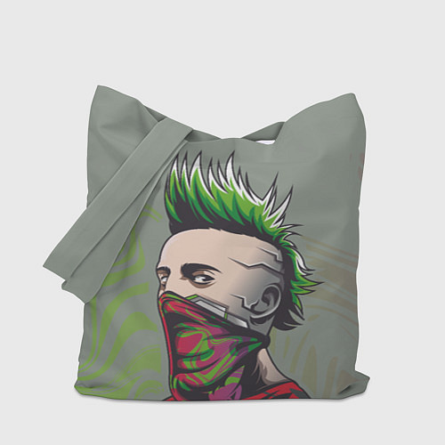 Сумка-шоппер Панк с зелеными волосами / 3D-принт – фото 1