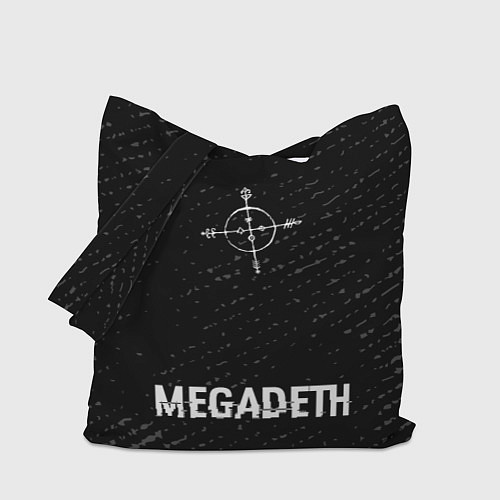 Сумка-шоппер Megadeth glitch на темном фоне: символ, надпись / 3D-принт – фото 1