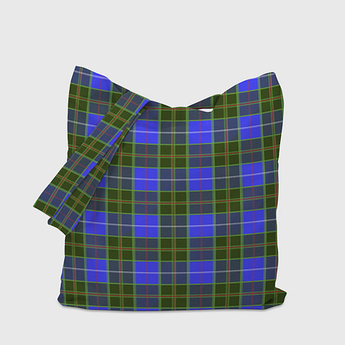 Сумка-шоппер Ткань Шотландка сине-зелёная / 3D-принт – фото 1