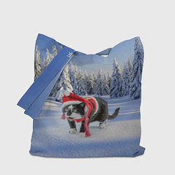 Сумка-шоппер Ряженый котик в зимнем лесу