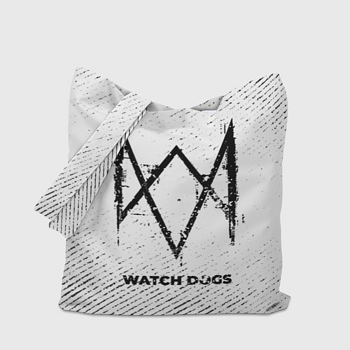 Сумка-шоппер Watch Dogs с потертостями на светлом фоне / 3D-принт – фото 1