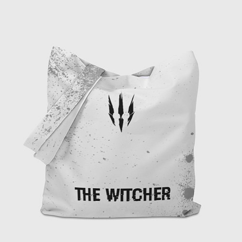 Сумка-шоппер The Witcher glitch на светлом фоне: символ, надпис / 3D-принт – фото 1