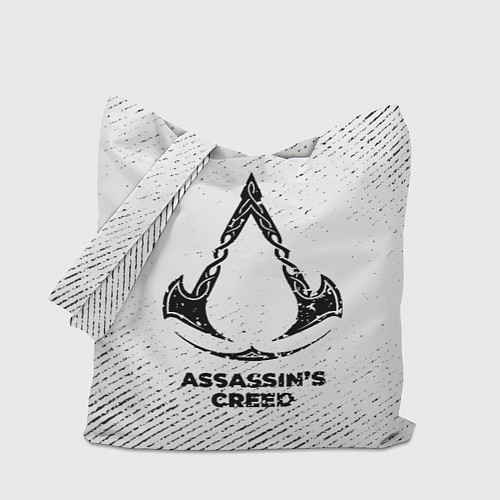 Сумка-шоппер Assassins Creed с потертостями на светлом фоне / 3D-принт – фото 1