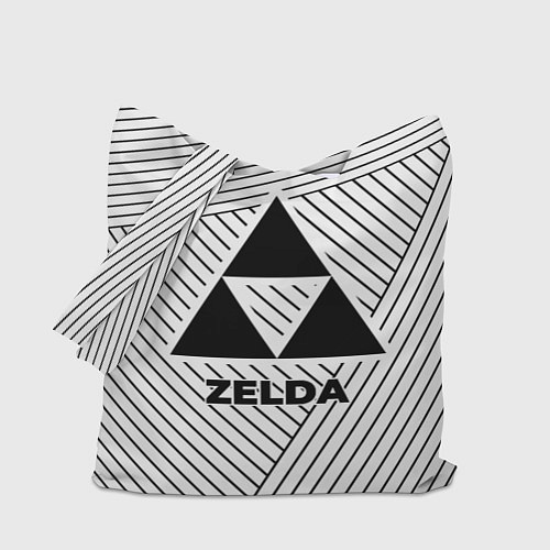 Сумка-шоппер Символ Zelda на светлом фоне с полосами / 3D-принт – фото 1