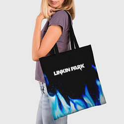 Сумка-шопер Linkin Park blue fire, цвет: 3D-принт — фото 2