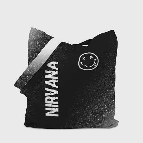Сумка-шоппер Nirvana glitch на темном фоне: надпись, символ / 3D-принт – фото 1