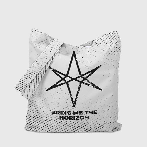 Сумка-шоппер Bring Me the Horizon с потертостями на светлом фон / 3D-принт – фото 1