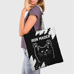 Сумка-шопер Группа Iron Maiden и рок кот, цвет: 3D-принт — фото 2
