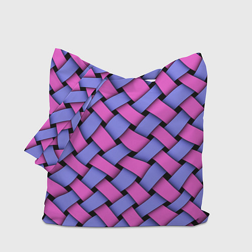 Сумка-шоппер Фиолетово-сиреневая плетёнка - оптическая иллюзия / 3D-принт – фото 1