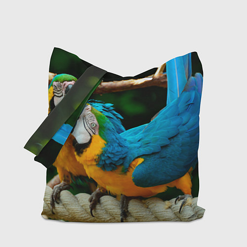 Сумка-шоппер Синие Ара - поцелуй / 3D-принт – фото 1