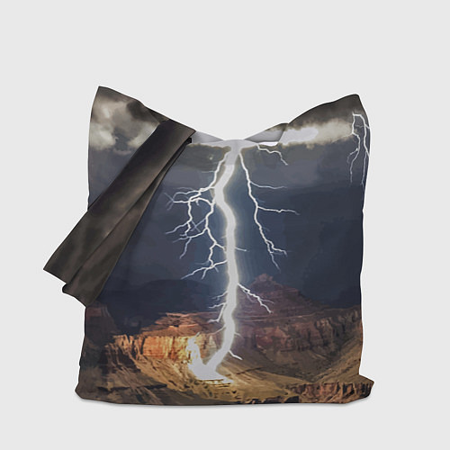 Сумка-шоппер Мощная молния в горах / 3D-принт – фото 1